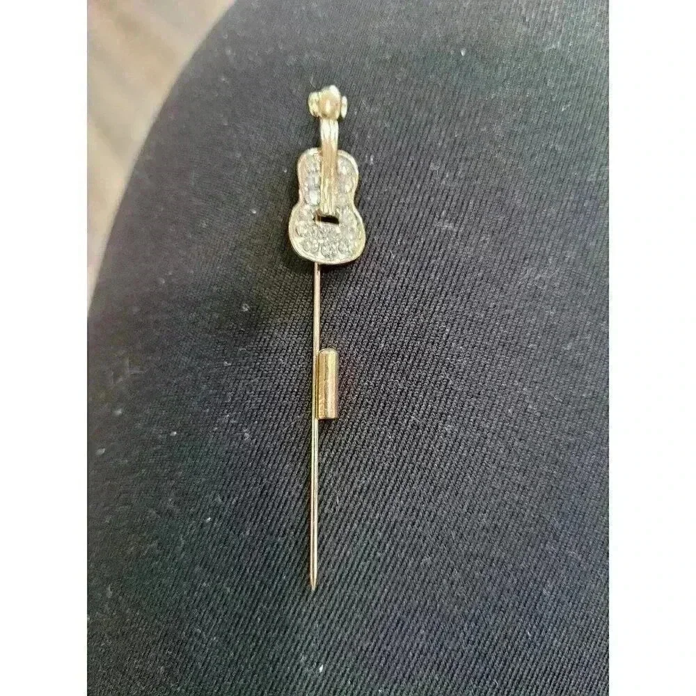Guitar Instrument Brooch Gems And Gold